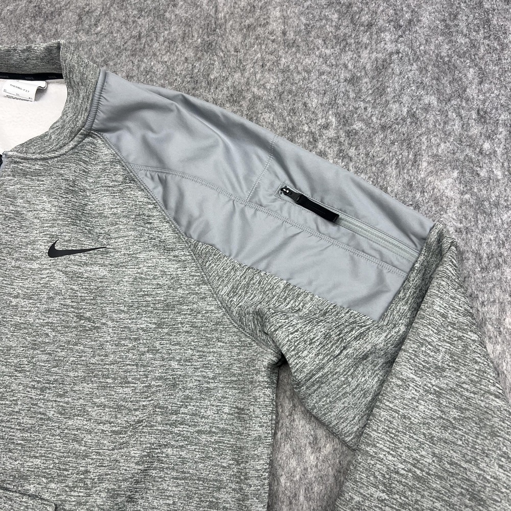 Nike Jacket Mens XL Gray Full Zip Fleece Sleeve Pocket Training ThermaFIT Casual - Picture 6 of 16